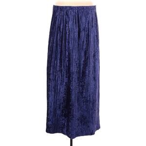 Metropolitan Maxi Skirt Velour Accordion Pleat A-Line Indigo Blue Purple Women M